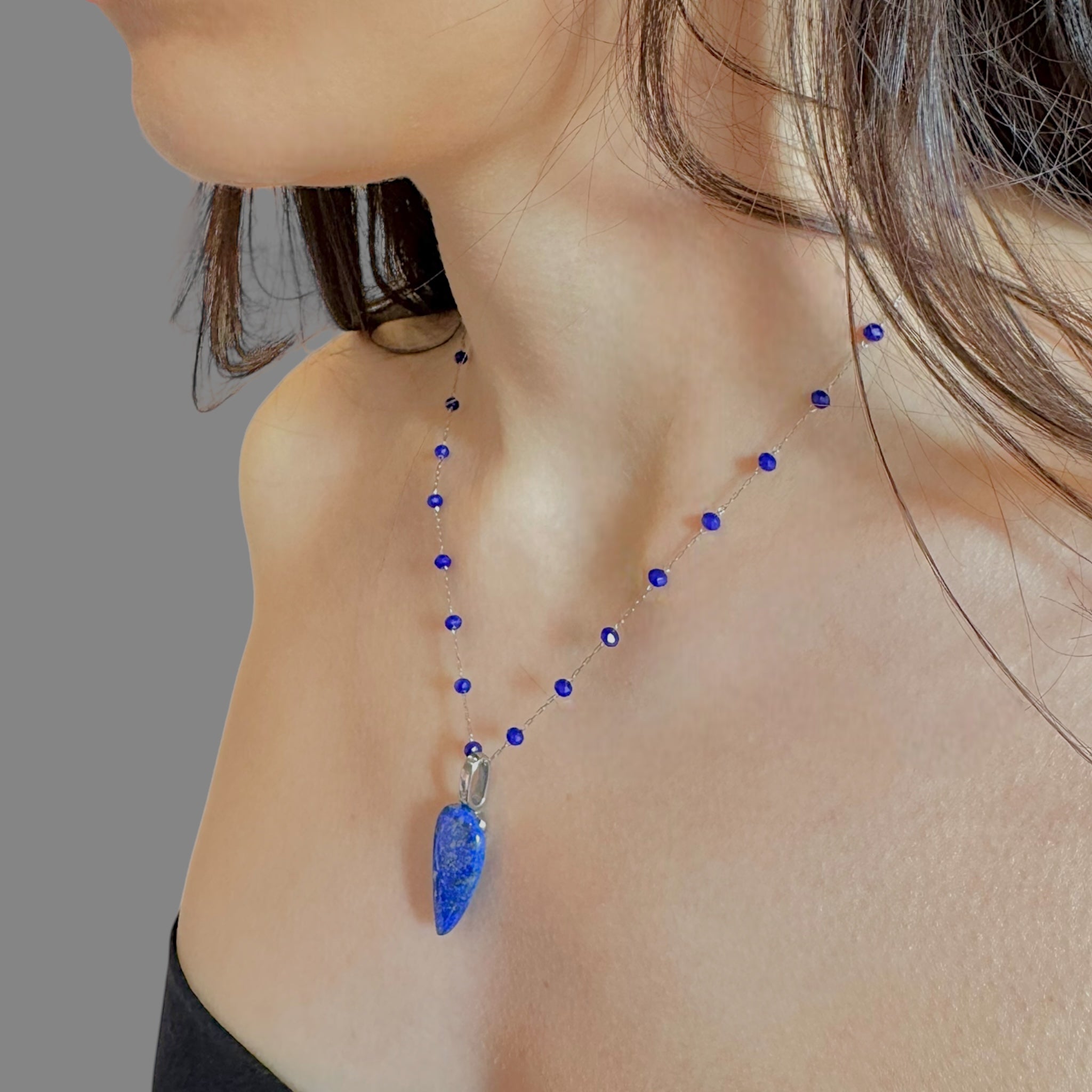 Collana lapislazzuli goccia 25x12 mm Sharifa Crystals